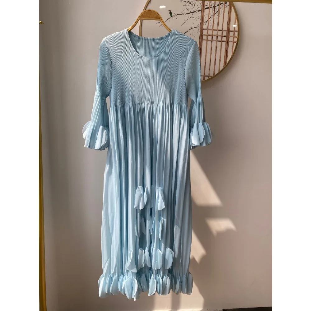 

Miyake Pleated Plus Size Loose Dress New 2025 Summer Pleated Heavy Work Pleated Casual Dress (Maternity) Elegant Clothing