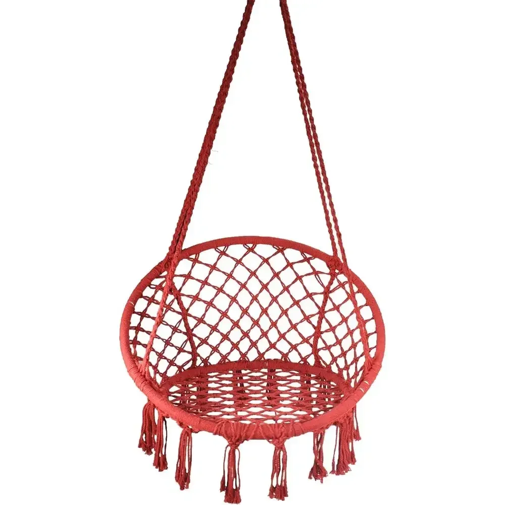 Coral Red Cotton Blend Outdoor Hammock Chair, 47 Long x 24 Wide, Supports Up to 250 lbs