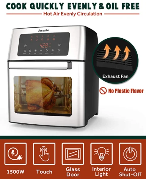 Commercial Household 6 in 1 Digital Control Electric Air Freyer 120v  Airfrier Oven 15L White Silver Black Air Fryer Toaster Ove