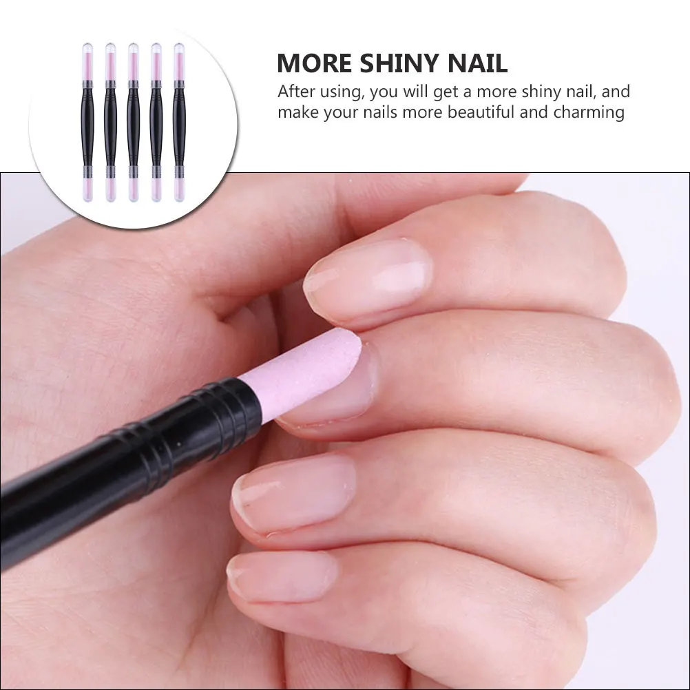 

5Pcs Polishing Pen Pumice Stone Nail File Double Ended Cuticle Trimmer for Nail Art Care Shiny Polish Manicure Pedicure Grinding