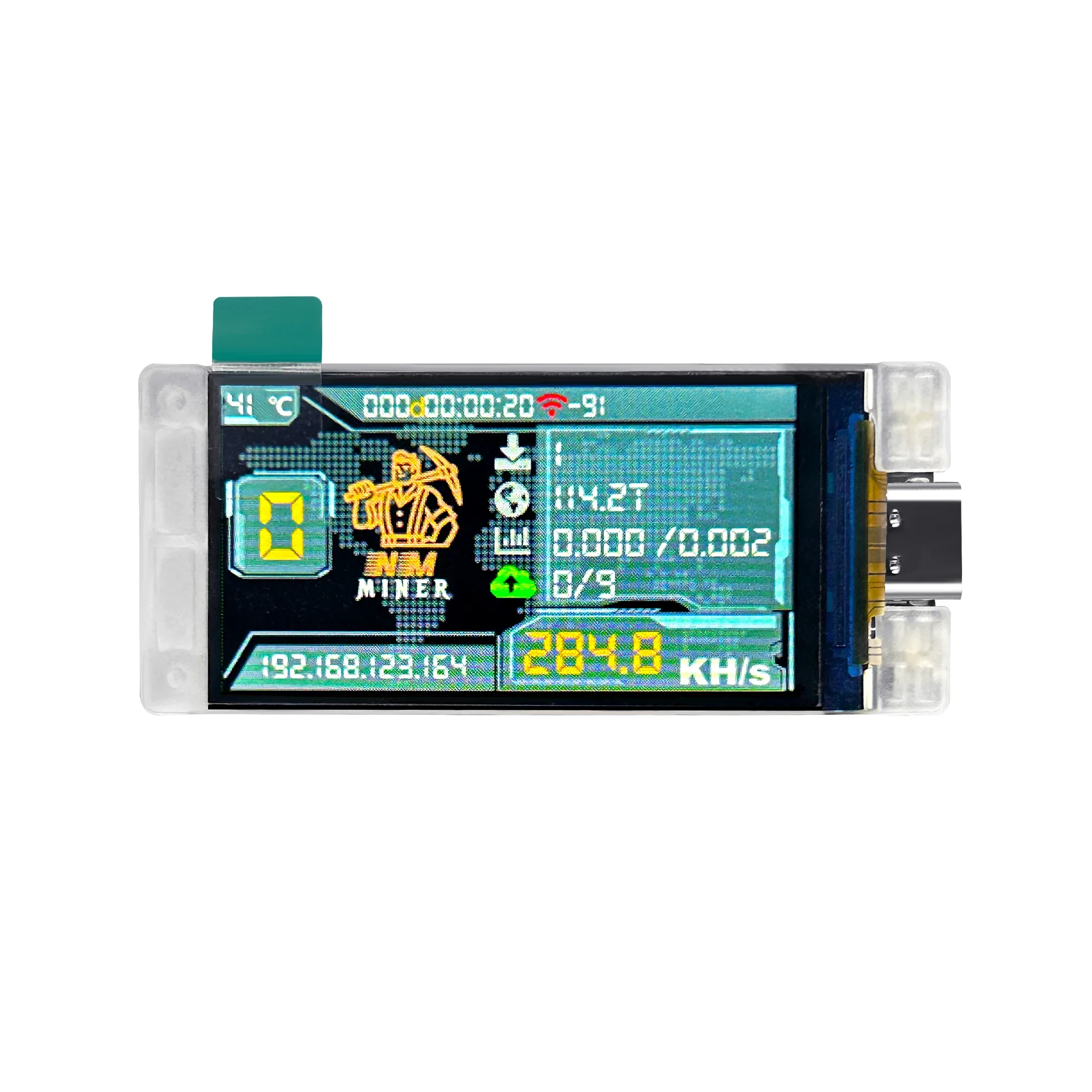 NMMiner Win BTC Crypto Solo Lottery Nerd Miner V2 307KH/s ESP32 Heltec Vision Master T190 com conexão WiFi BLE de concha branca