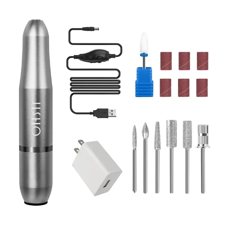 

Электрическая дрель для акриловых ногтей с портативной проводной конструкцией и керамическими насадками, регулируемой скоростью до 25000 об/мин.