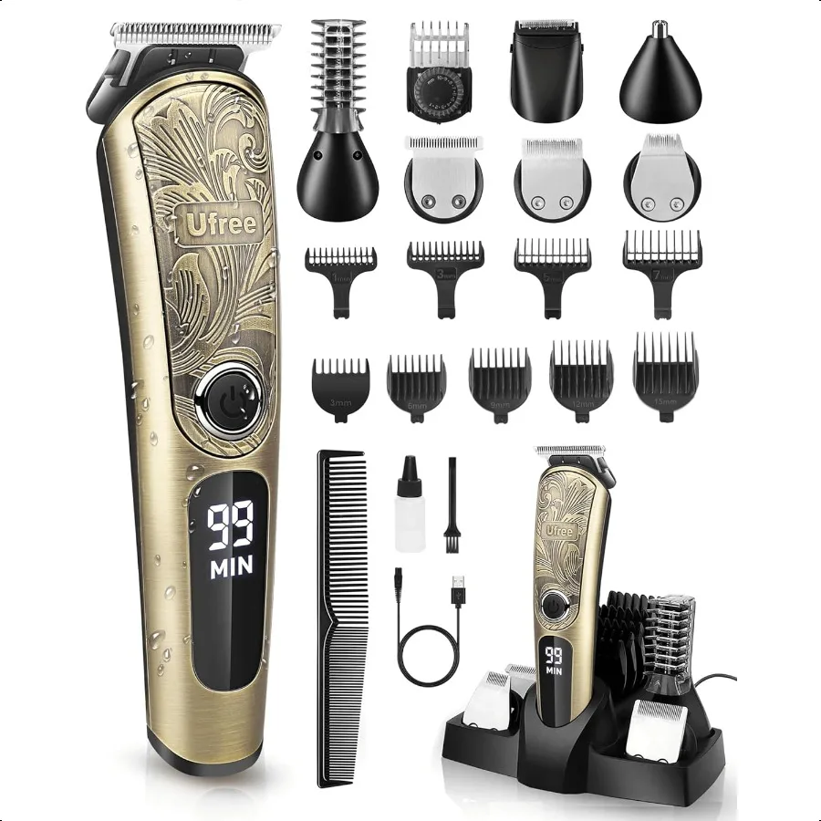 

Gifts for Men Beard Trimmer with Charging Stand IPX7 Waterproof Electric Razor Shavers for Men Clippers for Hair Cutting Mens G