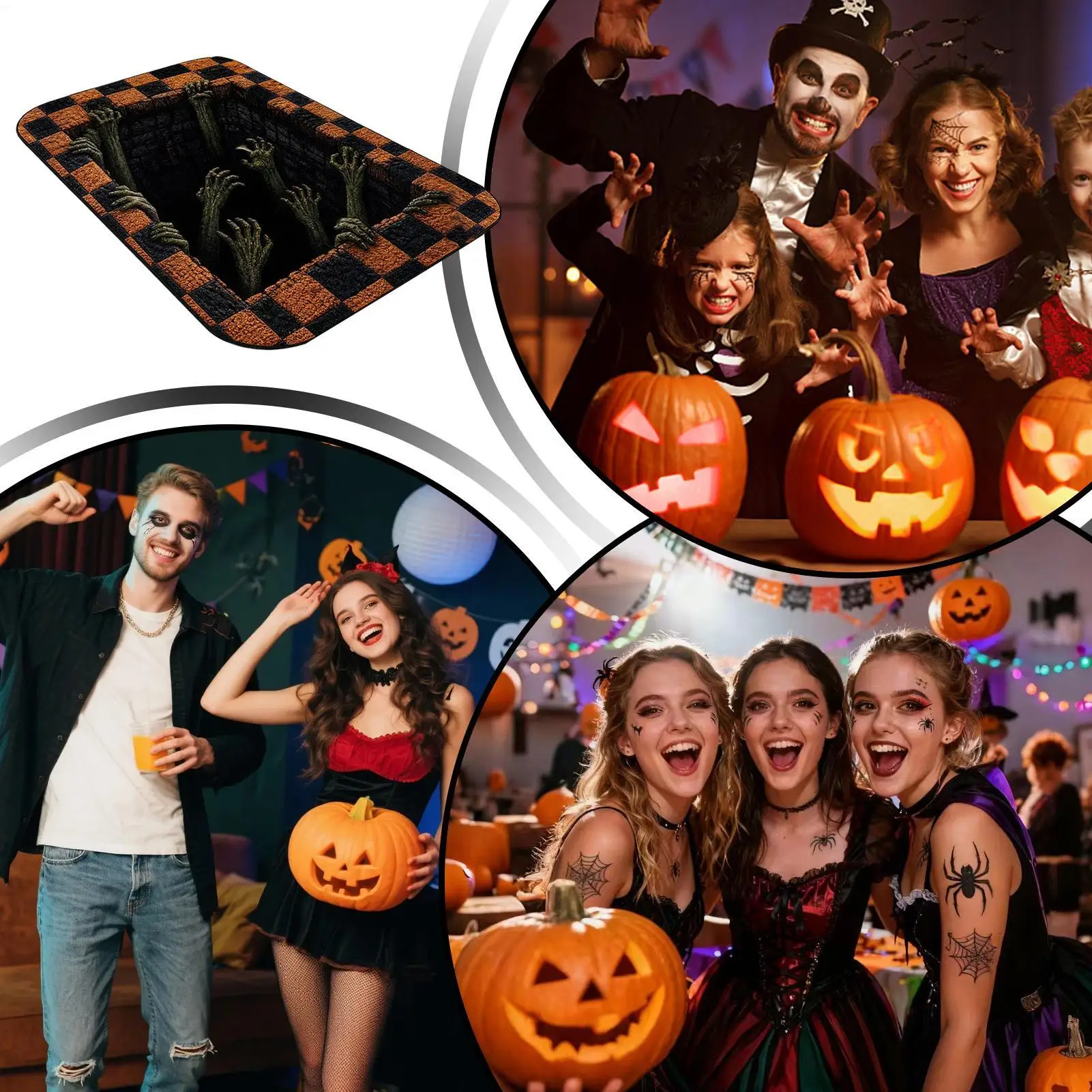 Halloween Door Mat Spooky Scary Soft Doormat Holiday Decoration Halloween Optical Illusion Rug For Bathroom Bedroom Living Room