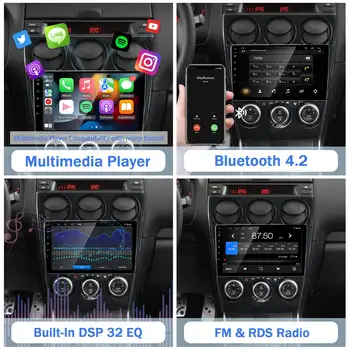 適用於馬自達6 Atenza(2002-2008)的ANYFAR車用收音機,支援Android 13系統,無線CarPlay、Android Auto、GPS導航、WiFi、藍牙、FM收音機,2GB+32GB儲存空間 10 最佳銷售 2003年馬自達6 - №1