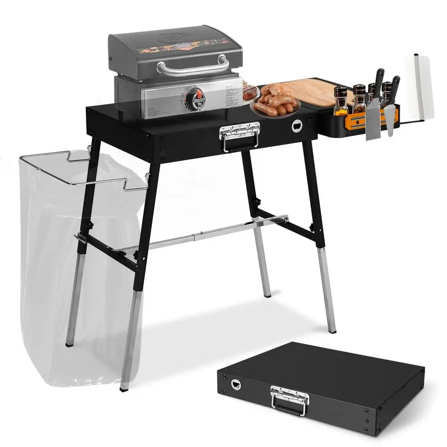 

Складной уличный стол для гриля, подставка для гриля Blackstone, прочная и долговечная, аксессуары для гриля с держателем для мусора, походный стол