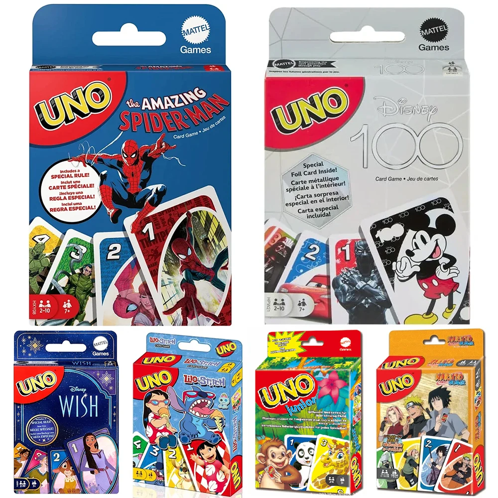 Spider-Man UNO Mickey Mouse Game Board Stitch NARUTO UNO Cards Table Family Party Boardgame Funny Friends Entertainment Poker