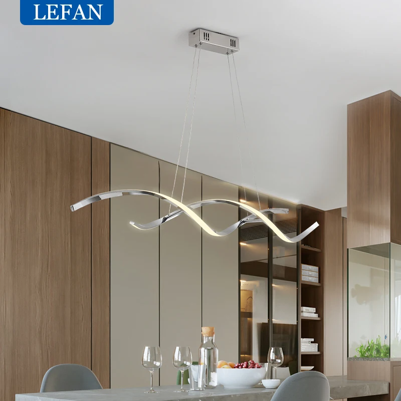 Modern Nordic LED Pendant Lighting, Chrome & Gold Plated Dimmable RC Chandelier for Dining Room & Kitchen
