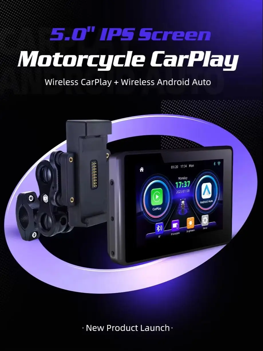5 inch Wireless Carplay Android Auto For BMW Series For Universal Motorcycle GPS Navigation Portable Screen Display Monitor