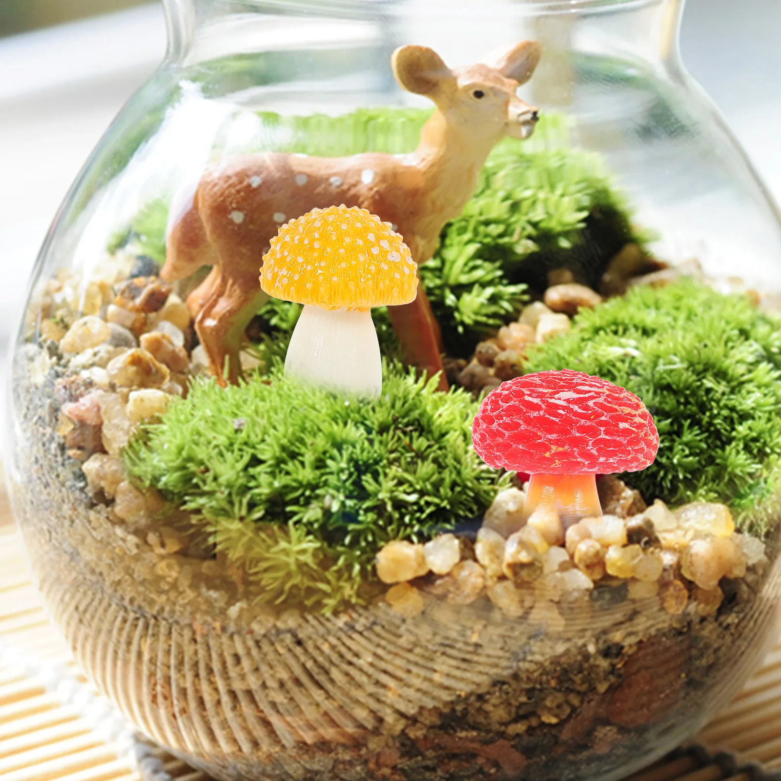

12 миниатюрных декоративных фигурок грибов из смолы для сада, мха, бонсай, полок, домашнего декора, стола, микроландшафта