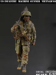 1:35 Scale Resin Figure Model Building Kit Vietnam War Us Infantry Gunner 1 Person Unassembled & Unpainted Diy Diorama Toy