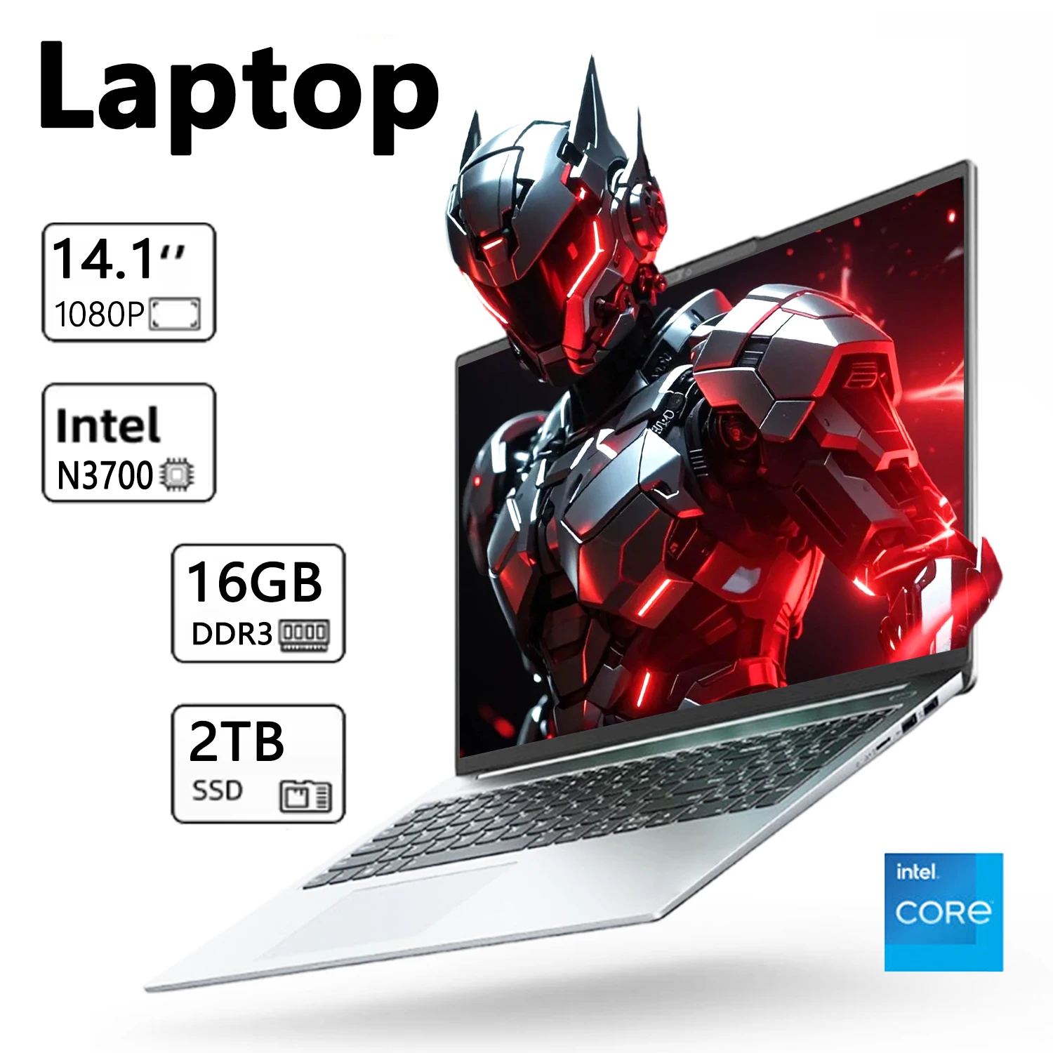 LENO 울트라 슬림 14.1인치 노트북 인텔 N3700 16GB 1TB 2TB 게이밍 컴퓨터 PC 윈도우11 게이머 오피스 1920*1080