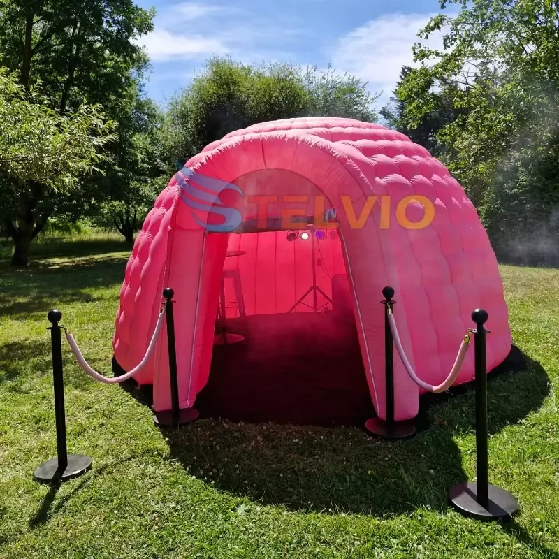New Design 5m pink Inflatable Dome Tents Inflatable Igloos with LED Lighting Small Inflatable Igloo Party Tent for Sale