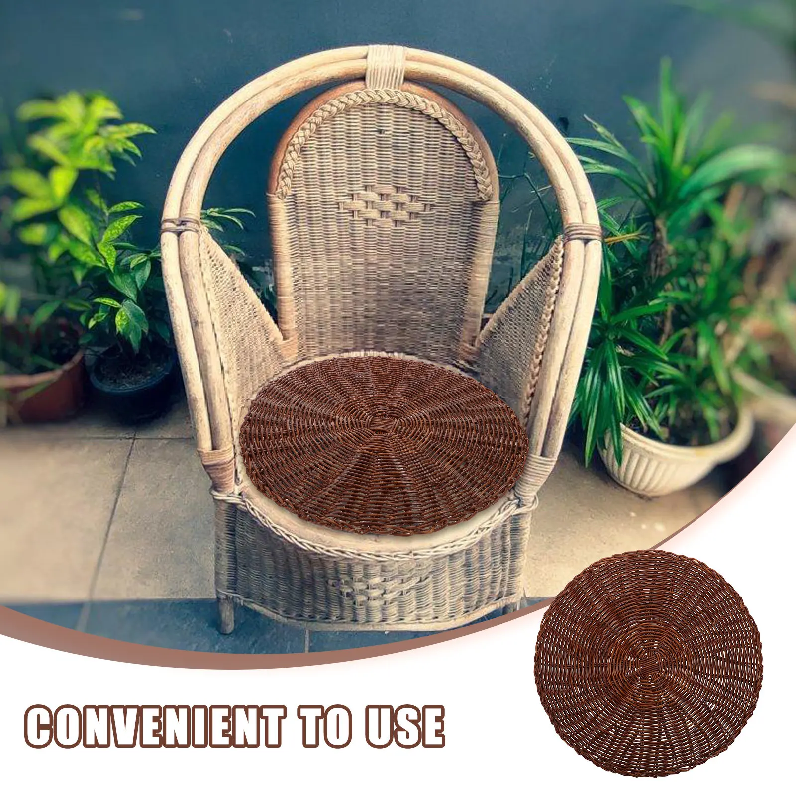 Handmade Round Woven Seat Cushion Breathable Rattan Style Indoor Outdoor Stool Chair Bench Pad Comfortable Summer Cooling