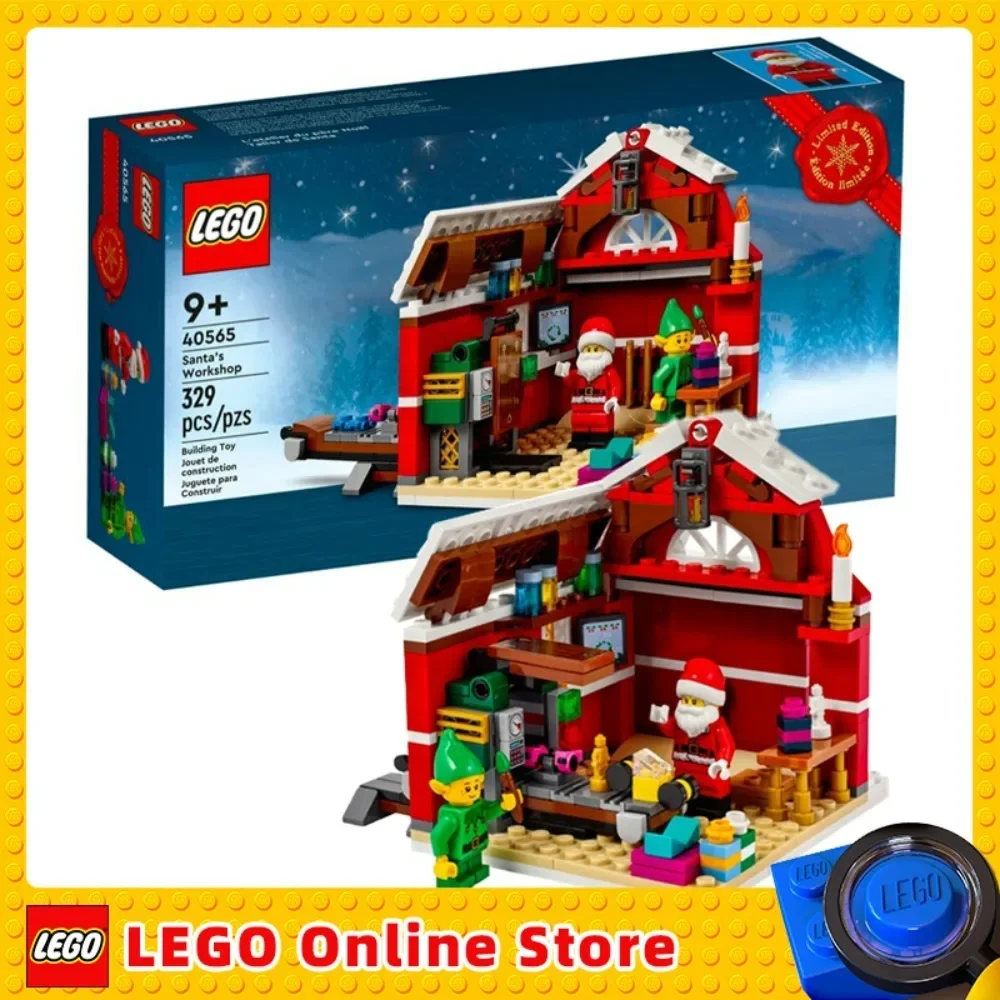 Lego-papai noel edição limitada construção minifigures, edifício brinquedo com um brinquedo móvel, correia transportadora, presente de natal e ano