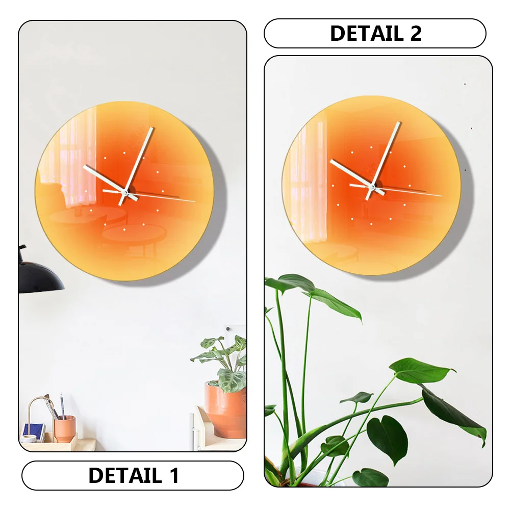 

Acrylic Wall Clock Desk Decor Gradient Sunset Round Shape Home Office Bedroom Living Room Table Modern Style Indoor Hanging