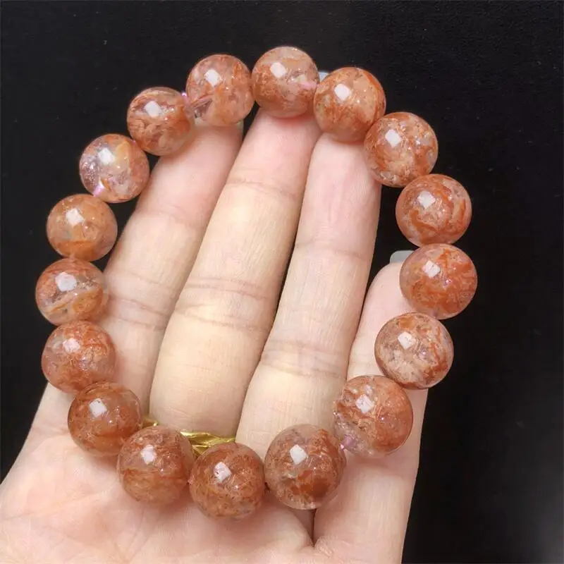 

12MM Natural Orange Garden Quartz Bead Bracelet Fashion Stone Handmade Strength Yoga Healing Energy Jewelry Gift 1PCS