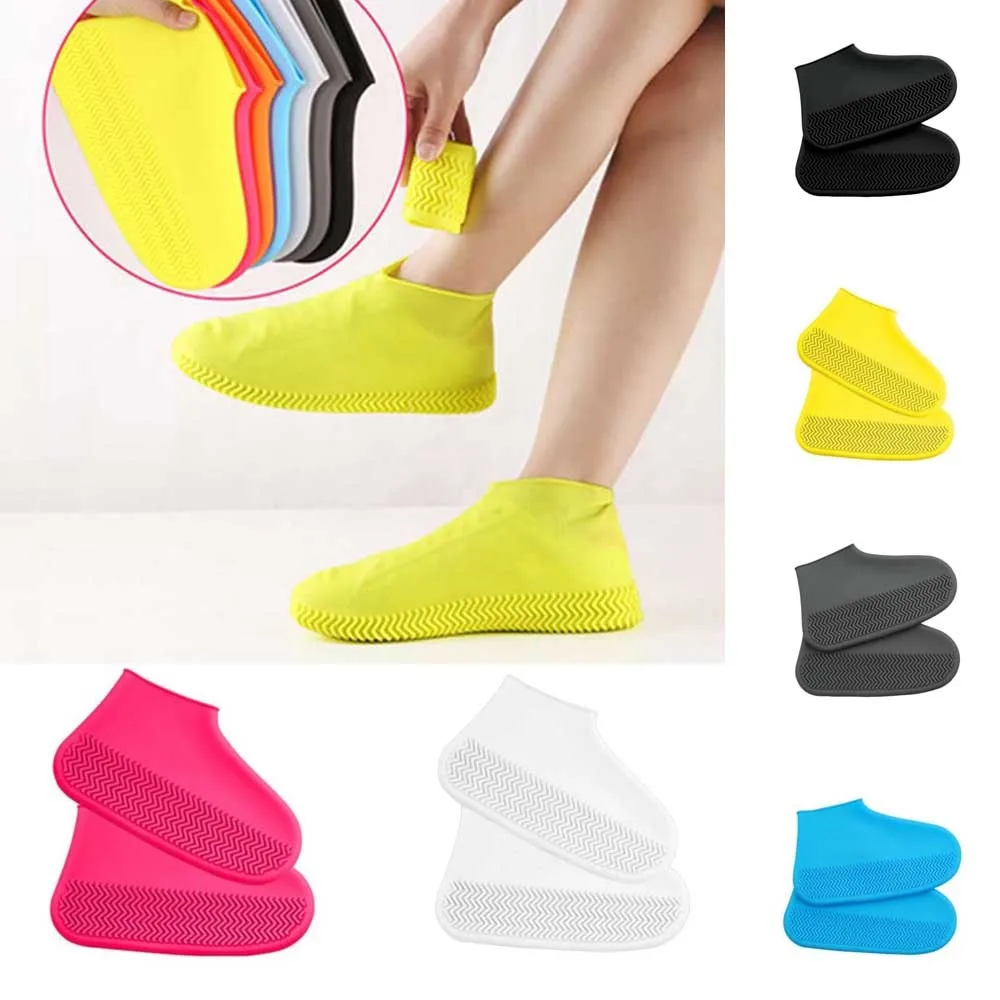 1Pair Waterproof Silicone Shoe Cover Recyclable Boot Cover Protector Reusable Outdoor Rain Boot Overshoes Walking Shoes