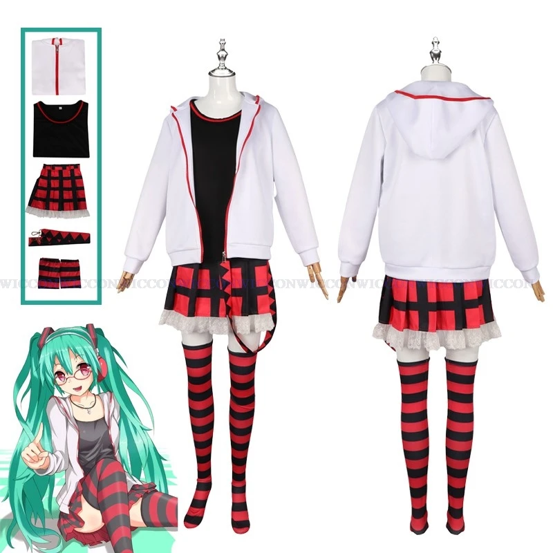 

Anime Miku Cosplay Lady Three Parts Outfits Beginner Future Suit Women Halloween Party Stage Costume