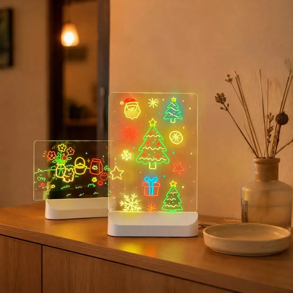 Glowing Note Board for Restaurant Menu Rechargeable Led Drawing Board for Kids Neon Glow Light Up Tablet with 7 Color Pens Diy