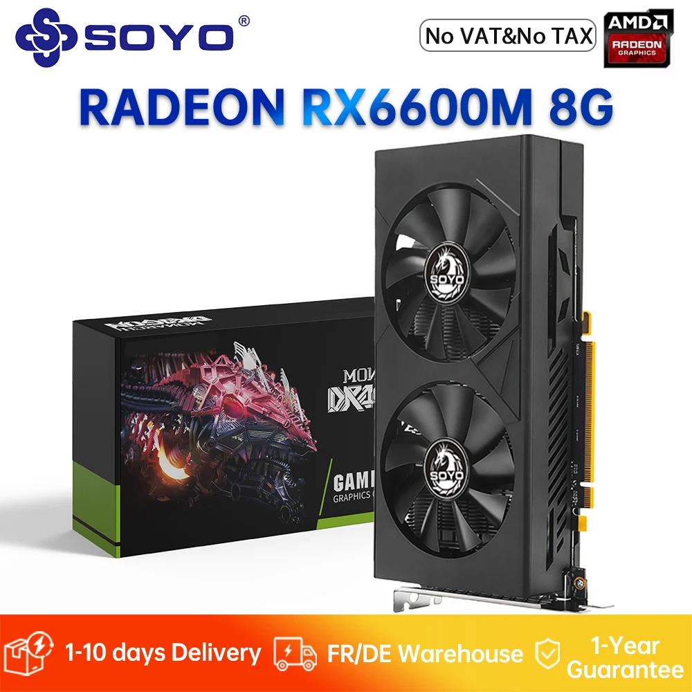 SOYO – nouvelle carte graphique Radeon RX6600M 8G, mémoire GDDR6, 128 bits, carte de jeu AMD, compatible HDMI, DP DirectX 12, pour ordinateur de bureau