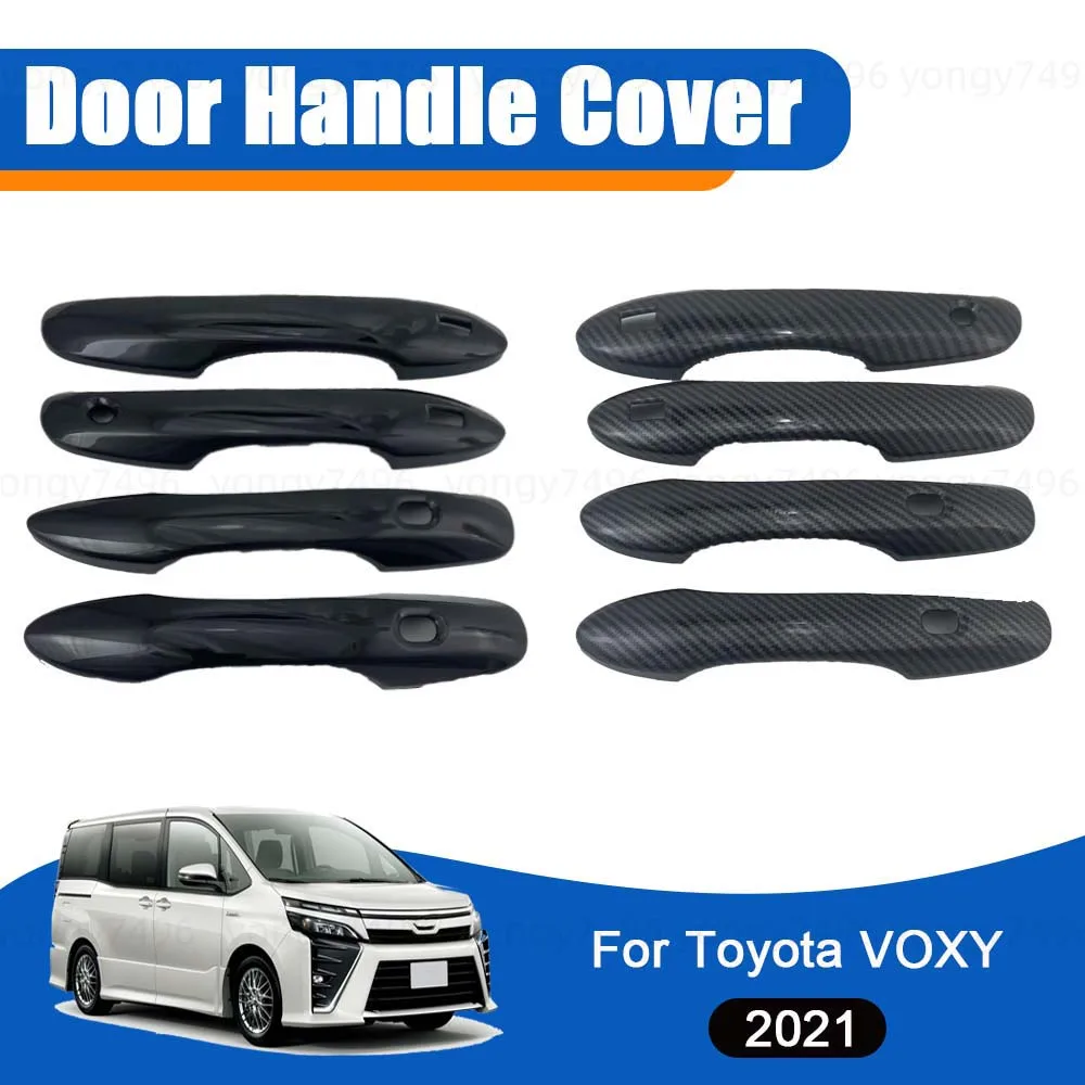 سيارة الديكور غطاء مقبض الباب لتويوتا فوكسي 2021 2022 2023 2024 ألياف الكربون لامعة الأسود ملصقات السيارات ترقية الملحقات