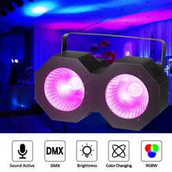100W COB LED Blinder Stage Par Light 2 Eyes RGBW Audience Light With Sound Activation DMX512 Control For DJ Party Disco Wedding