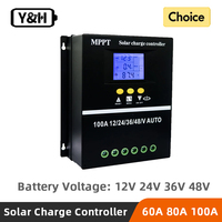 Y&H 60A 80A 100A MPPT Solar Charge Controller 12V 24V 36V 48V Solar Panel Battery Intelligent Regulator for Lead-acid/Lithium