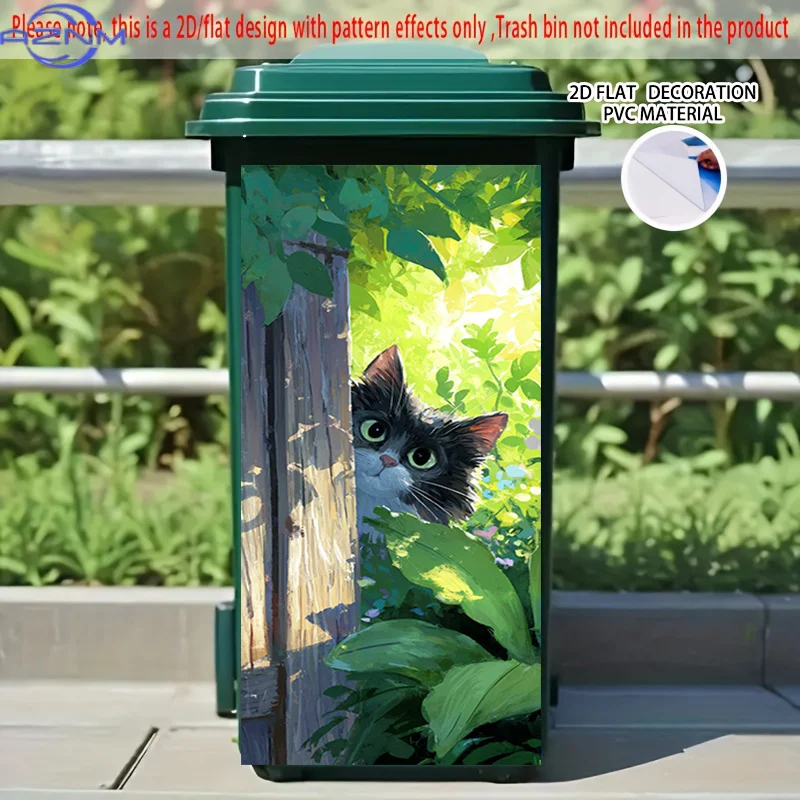2D Flat Printing 1pc 2D Pattern Printed Kitchen Trash Can Sticker xcm 