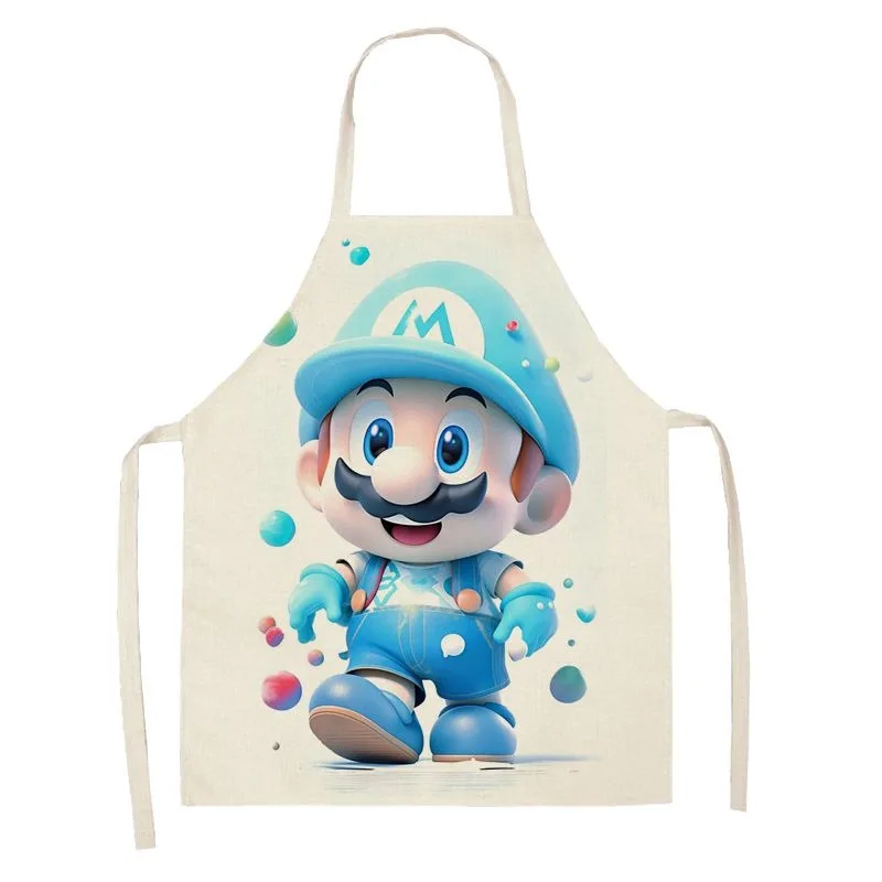 Cute cartoon Super Mario apron anti-fouling kitchen cooking baking apron sleeveless waist men and women parent-child apron