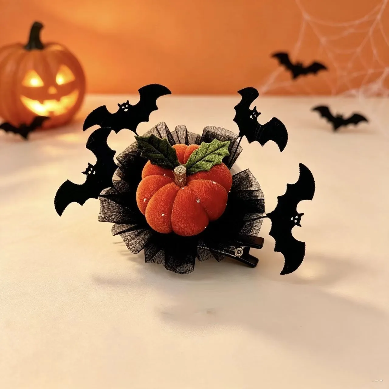 Hair Clip Halloween Pumpkin Ghost Novelty Funny Party Costume Cosplay Kids Adults Plastic Orange Black White Non Slip Durable