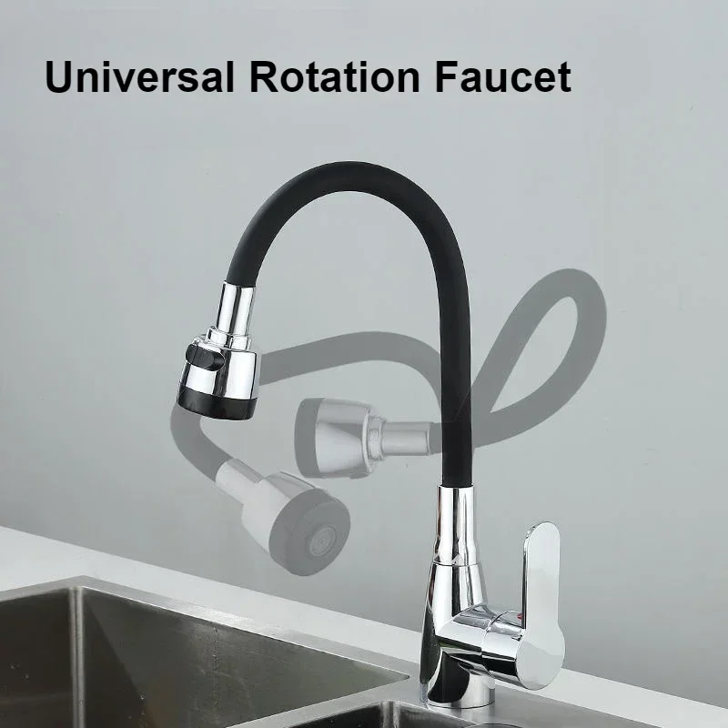360° Rotation Kitchen Faucet Household Single Handle Sink Basin Faucet 2 Modes Spray Hot and Cold Mixing Tap Bathroom Faucets