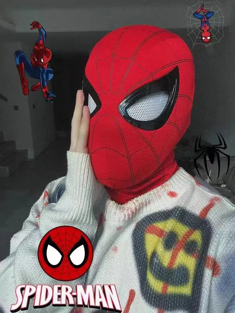 Popularny, oddychający zestaw słuchawkowy Spider-Man z 2026 roku z maską Miles, z możliwością sterowania gestami, podświetlaną, idealny na Halloween, cosplay, dla chłopców, zabawka.