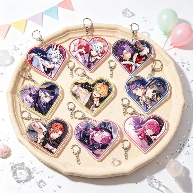 Evil Prince and the Puppet AnimeGame Heart Shape Acrylic Pendant Keychain Schoolbag,Car Ornament,Decoration Item Fiori/Tische6cm