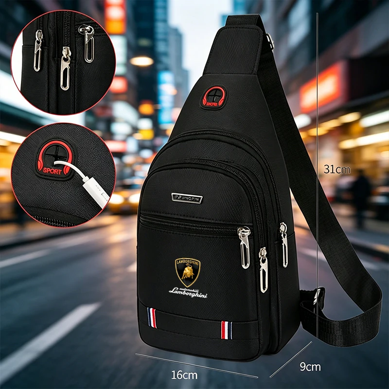Auto-Kopfstütze für Lamborghini LP570 LP610 Urus LP700 LP770 Gallardo Aventador, Auto-Emblem-Umhängetasche, tragbarer Aufbewahrungsrucksack