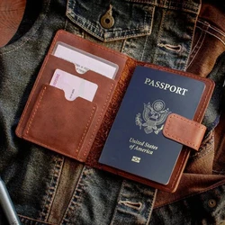 Personalized Name on Passport Holder Cow Leather Vintage Passport Cover Custom Name Case for Passports
