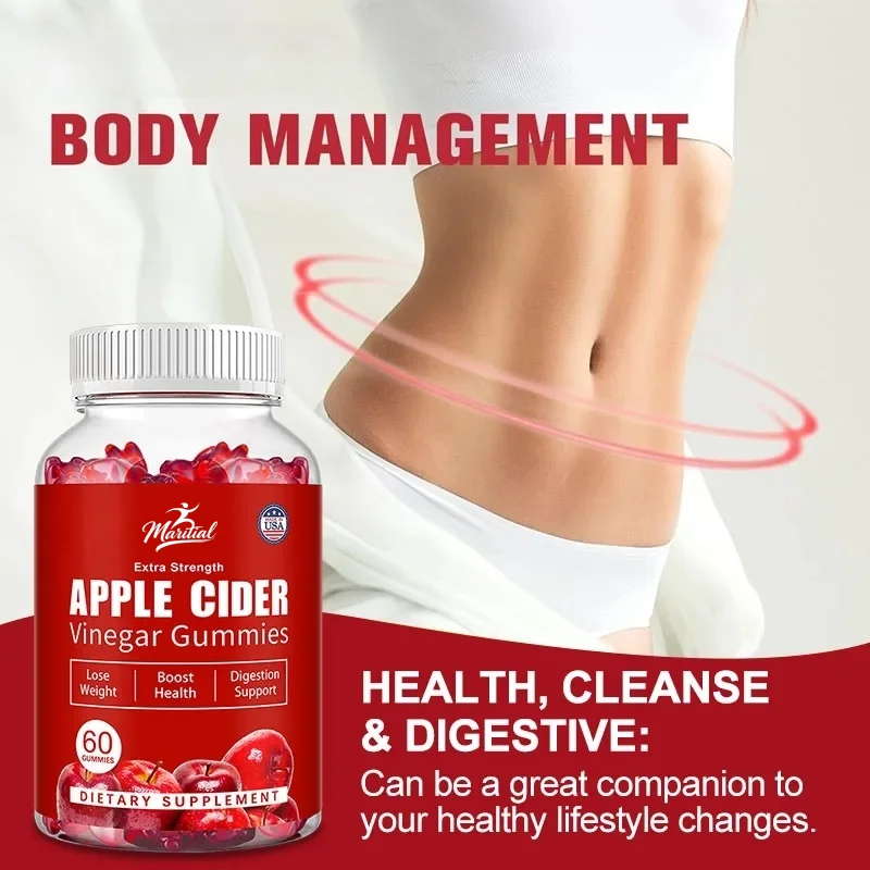 Cider Vinegar Gummies - Help Detoxify, Aid in Weight Control, Relieve Anxiety, Promote Overall , and Immunity