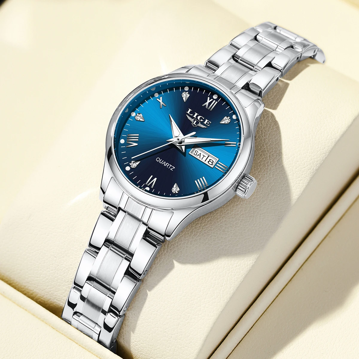 

LIGE Women's Business Watches Stainless Steel Waterproof Luminous Fashion Strap Quartz Wristwatch Ladies Watch Felogio Feminino