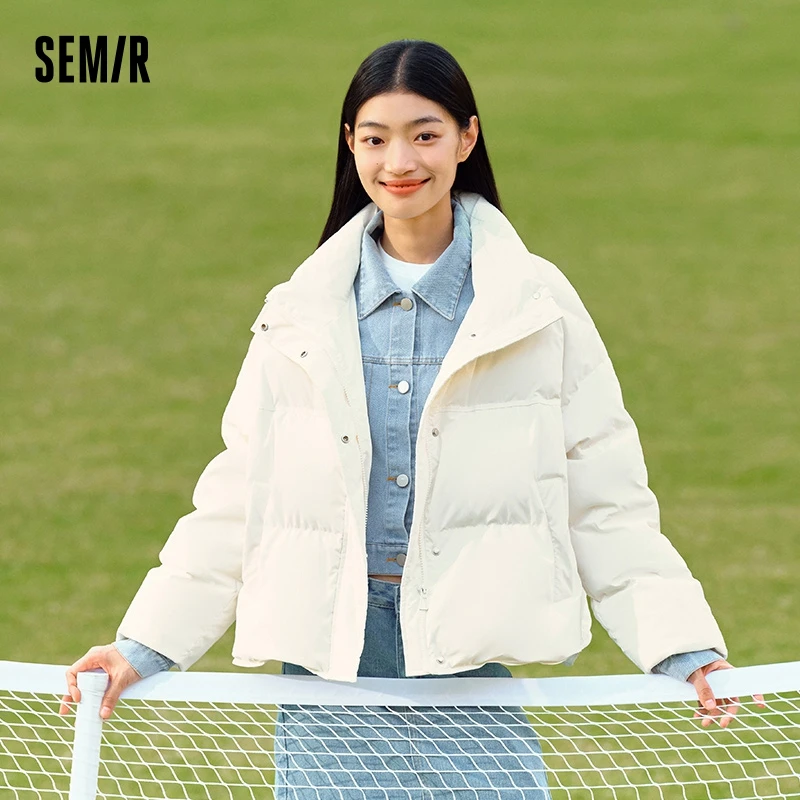 Semir Down Jacket Women Design Stitching 2023 New Winter Oversize Versatile White Jacket