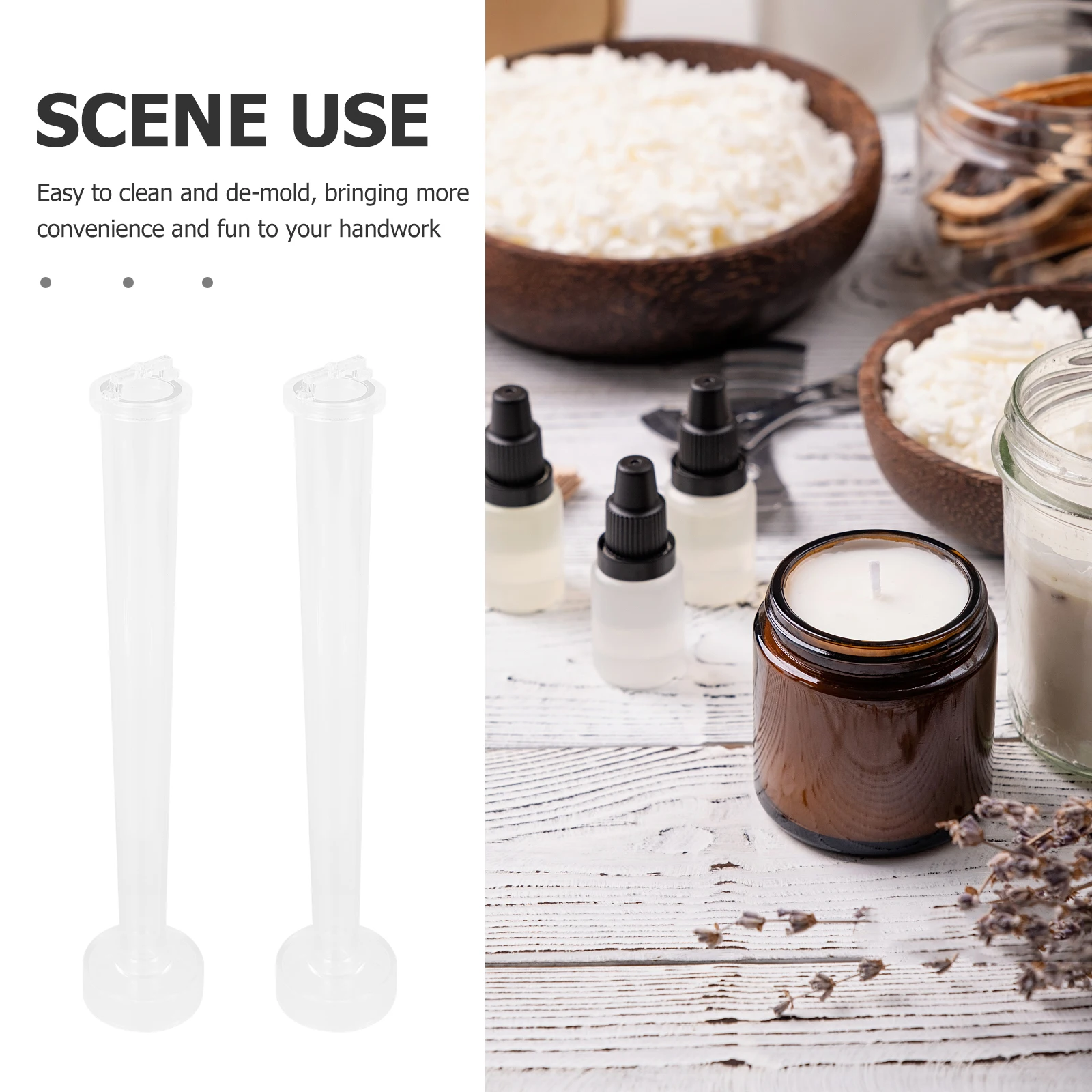 

2pcs Taper Making Diy Transparent Plastic Mold Durable Mold For Home Diy Scented Molding Tool Creative Sealing