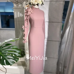 Meiyijia Evening Dress O-Neck Applique Mermaid Long Sleeves Crepe  Saudi Arabia Sexy Evening Birthday Club Outfits Summer 2024