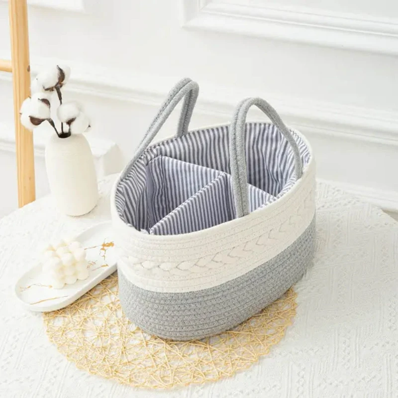 

Home Essentials Baby Supplies Storage Basket, Divided Portable Storage Box for Bottles, Diapers, and Maternal and Baby Items