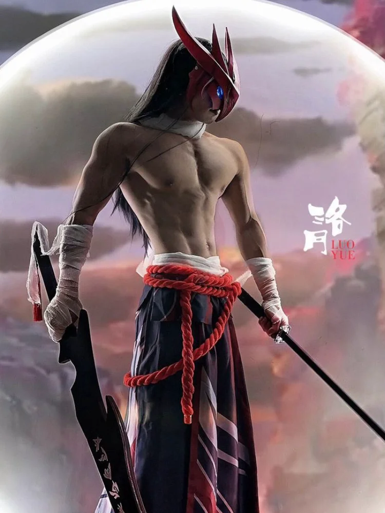 Disfraz de Cosplay japonés LOL Yone, máscara, accesorio de uniforme, Halloween, Navidad, carnaval, conjunto completo