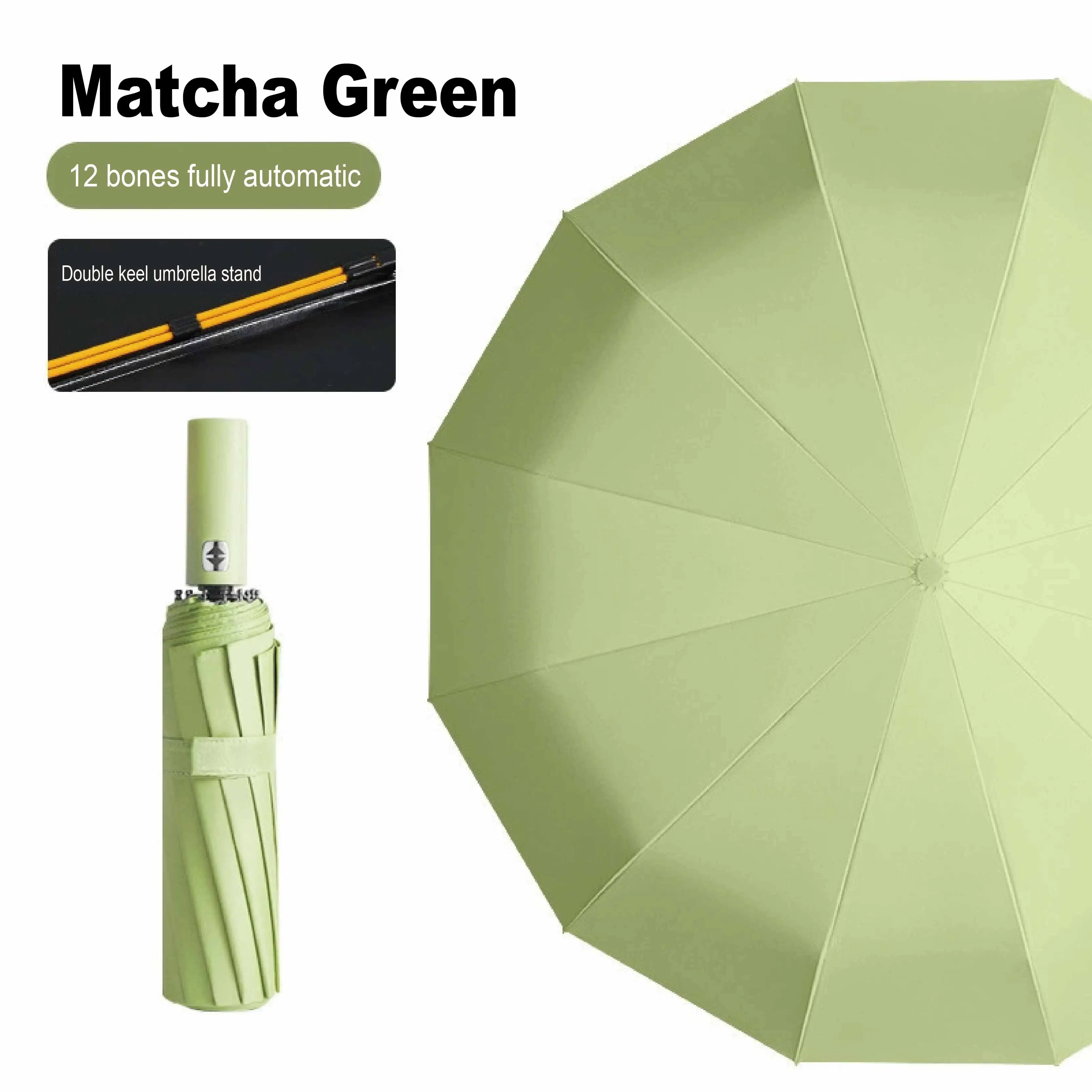 24-Knochen-Vollautomatik-Klappschirm, Vinyl-Sonnenschutz, Sonnenschutz-Regenschirm, Herren-Regen-Dual-Purpose, dreifache Werbung