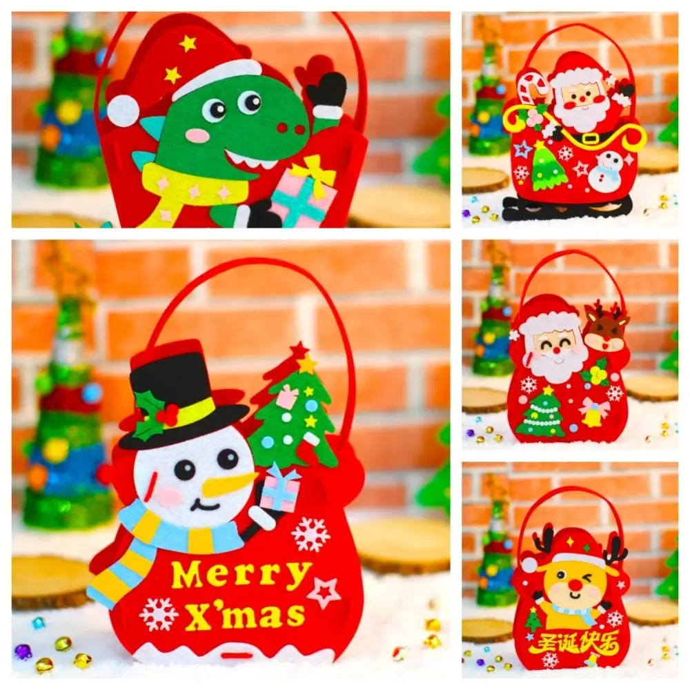 งานฝีมือ Snowman ของเล่นเพื่อการศึกษา DIY ของเล่นต้นคริสต์มาสอนุบาลวัสดุแพคเกจกระเป๋า Dianosour DIY Felt กระเป๋าคริสต์มาสของเล่น