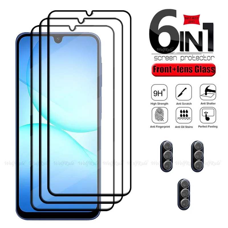 6-in-1 For Samsung A17 Glass Samsung A17 Tempered Glass Full Cover Glue Protective Screen Protector Samsung Galaxy A17 Len Glass