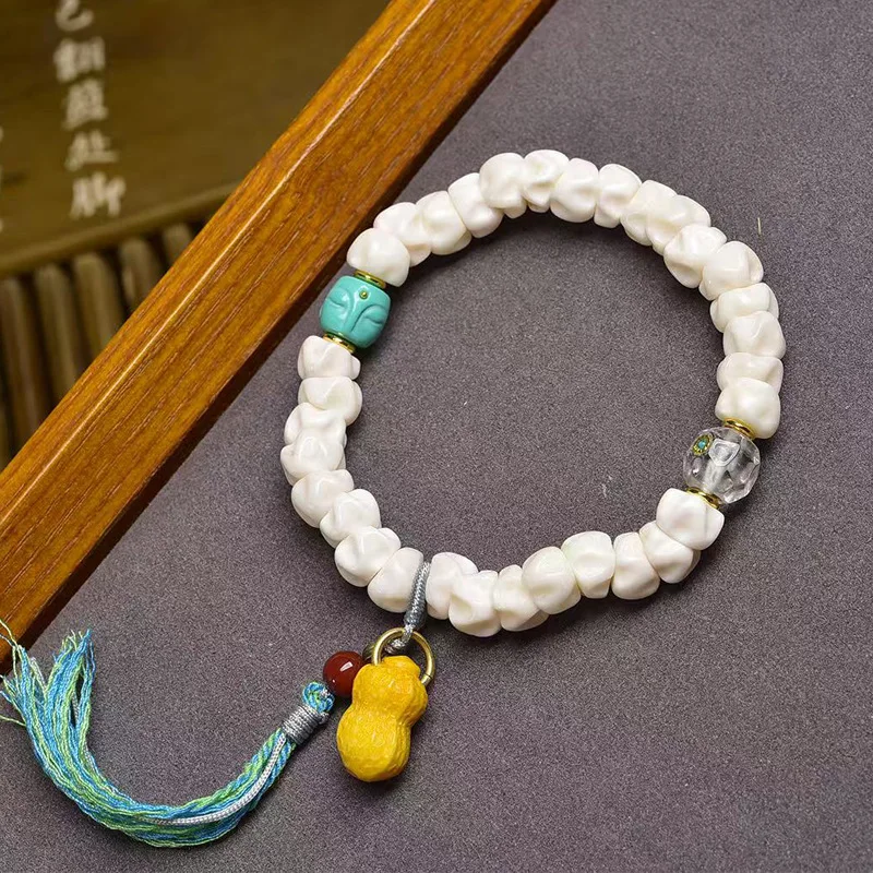 

Large Intestine Bead Single Circle White Turquoise Backflow Bone Peanut Agate Accessory Bracelet