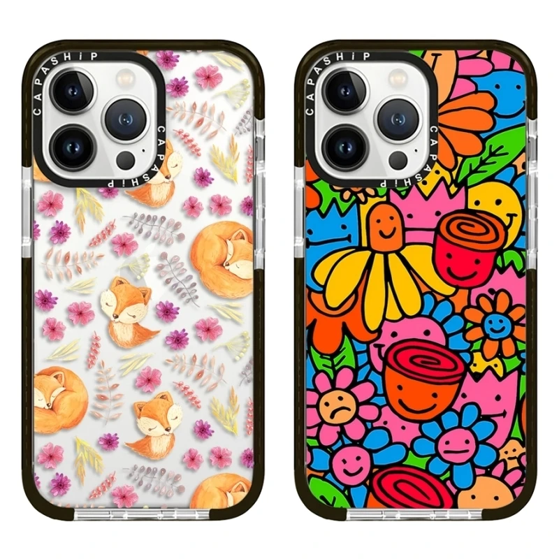 Sleeping Fox Colorful Flower Case For iPhone 15 14 13 12 11 Pro X XS XR Max 7 8 Plus SE 2020 2022 Soft TPU Shockproof Back Cover