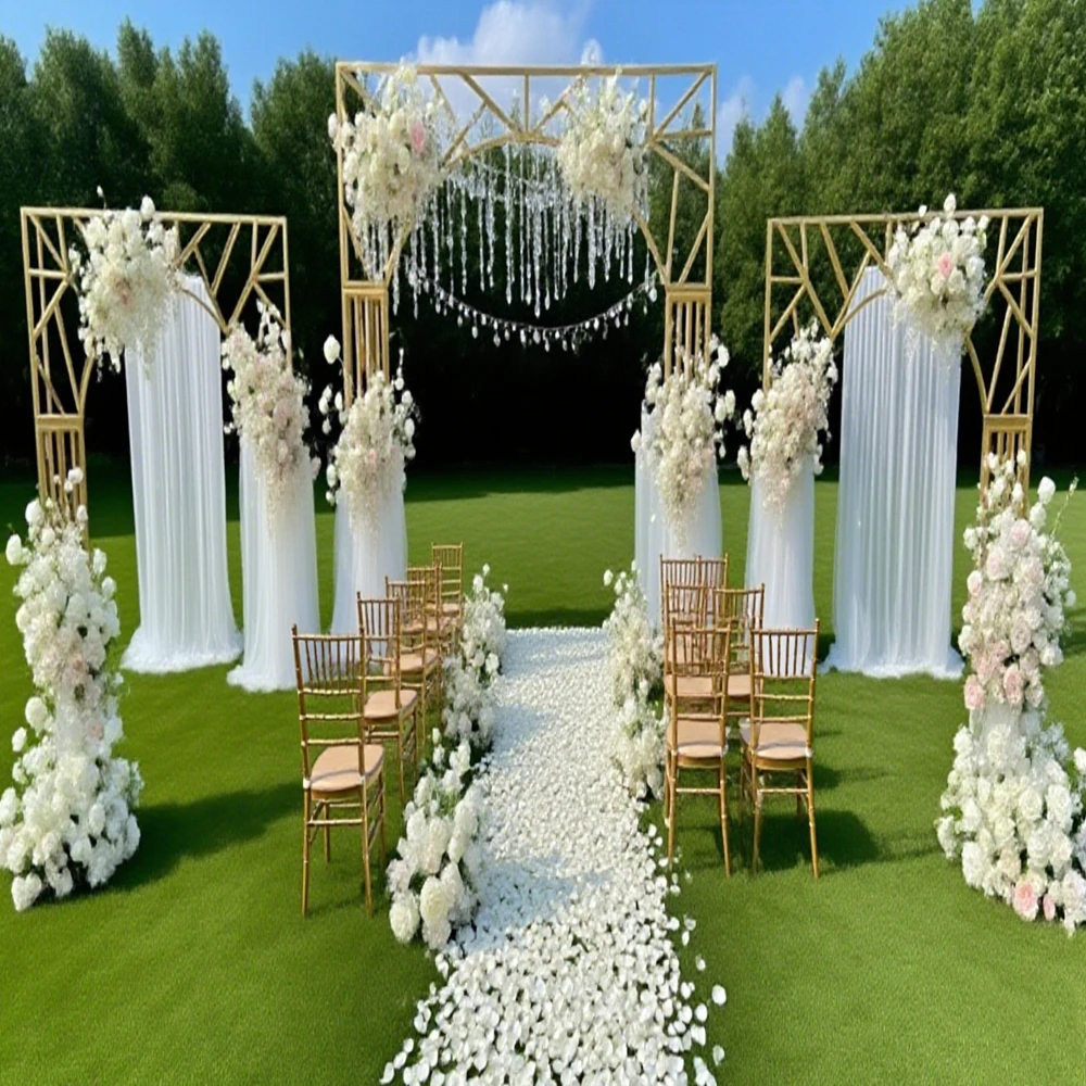 

1pcs/3pcs)Gold Metal Wedding flower Arch, Flower backdrop stand Wedding Props Stage Background Elegant Wedding Decorations
