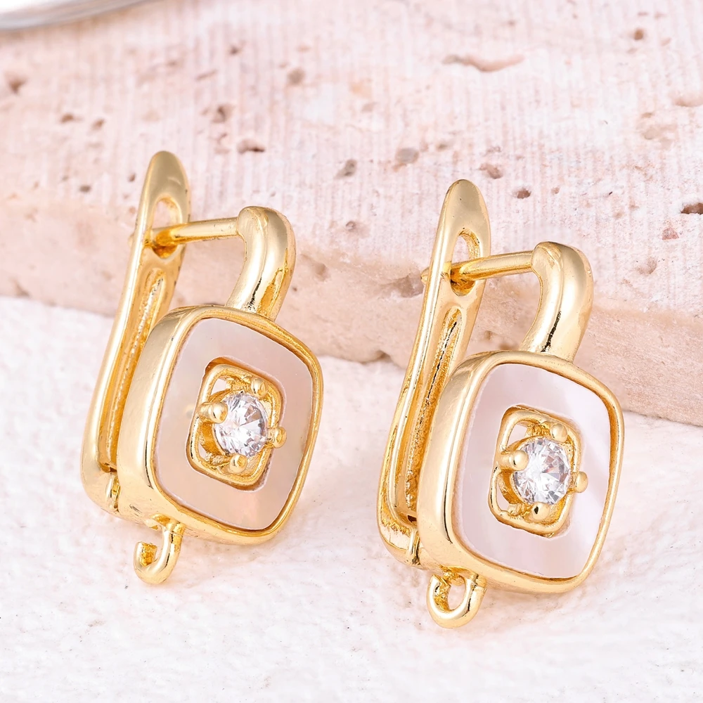 Juya 18K Plated Ear Wire Fixtures Connector Earring Bale Hooks Accessories For DIY Luxury Crystals Pearls Gems Earrings Making image 5